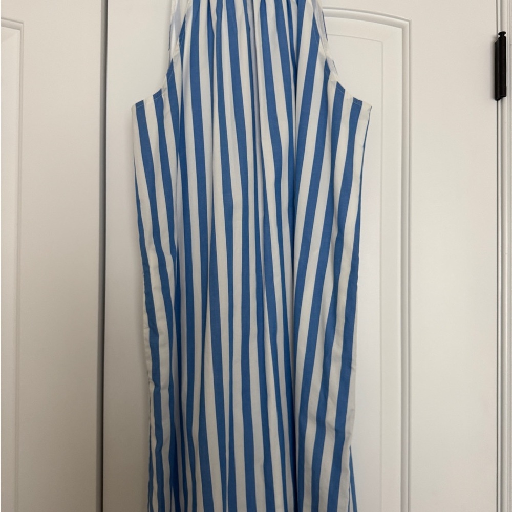 J. Crew Factory Blue and White Striped Dress
